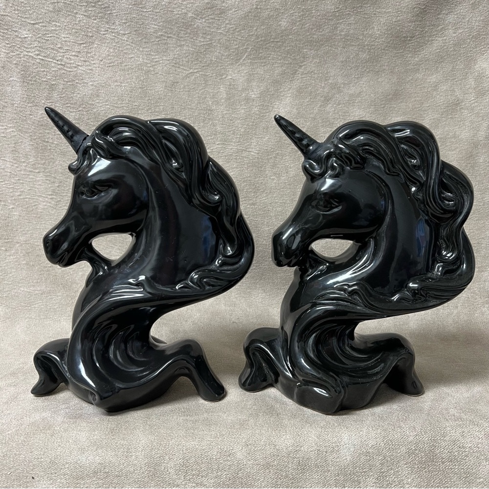 Set of (2) Vintage 11" Ceramic Unicorns * read*